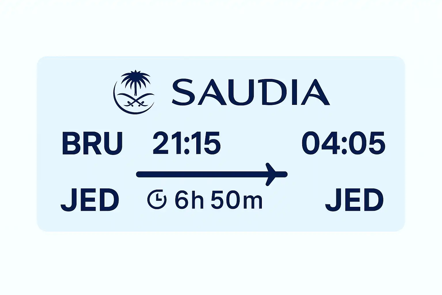BRU → JED return flight timings and fare details