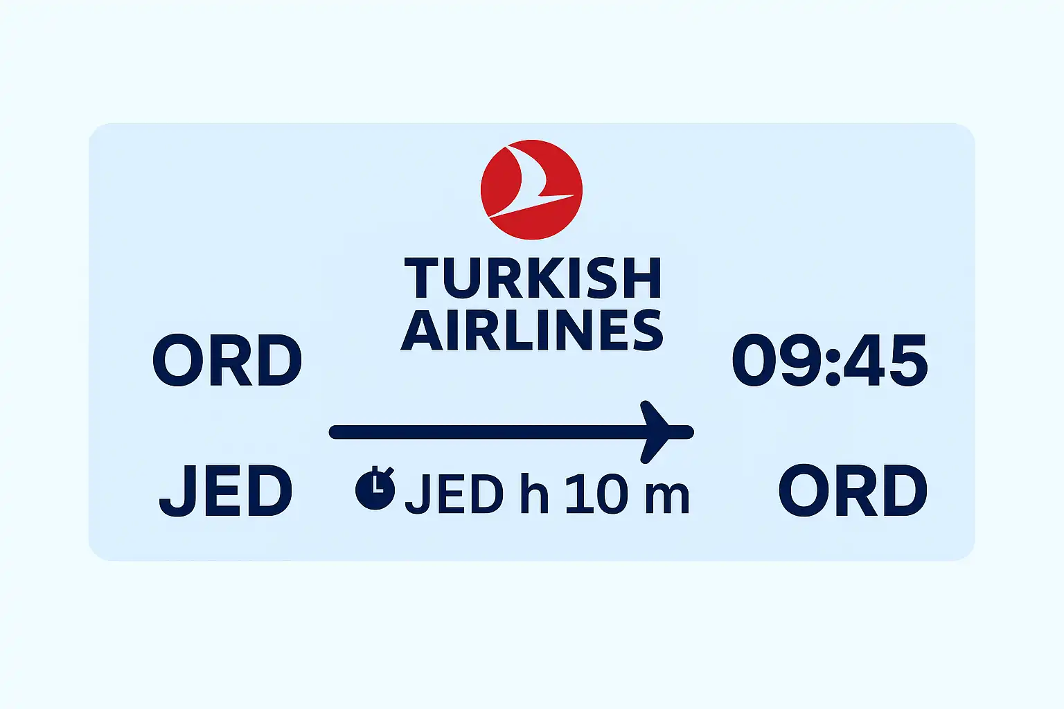 ORD → JED timings and fare details