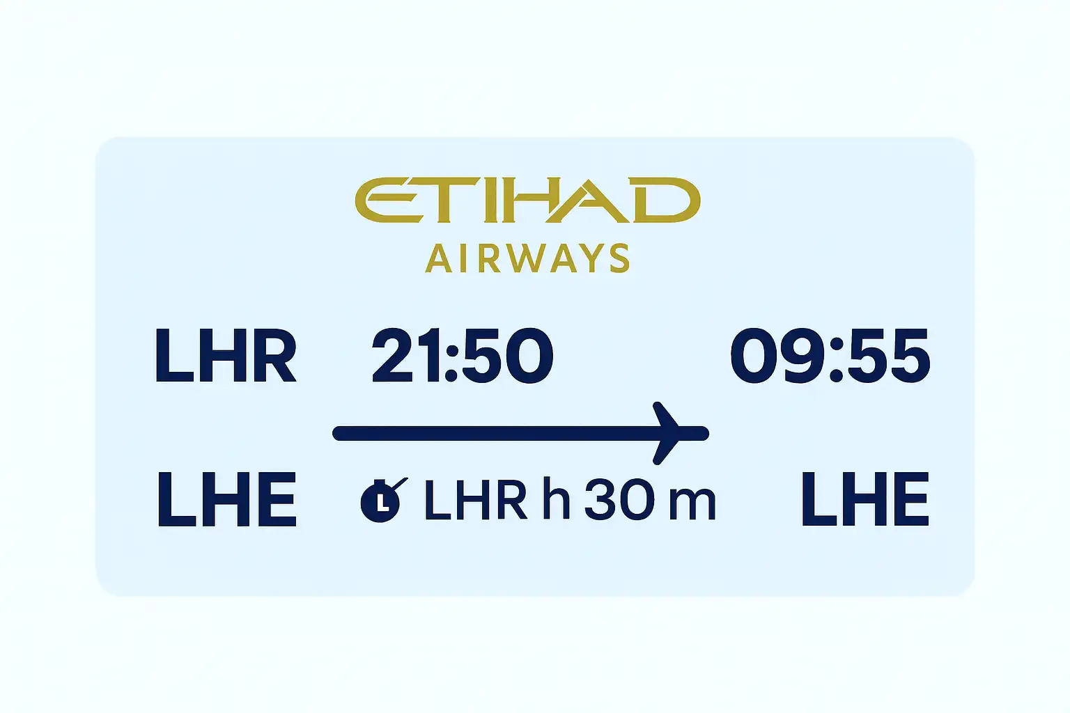 LHR → LHE return flight timings and fare details